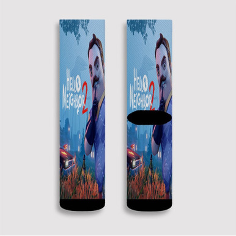Pastele Hello Neighbor 2 Custom Socks Sublimation Awesome Printed Sports Elite Socks Polyester Cushioned Bottoms Gym Gymnastic Running Yoga School Skatebording Basketball Spandex