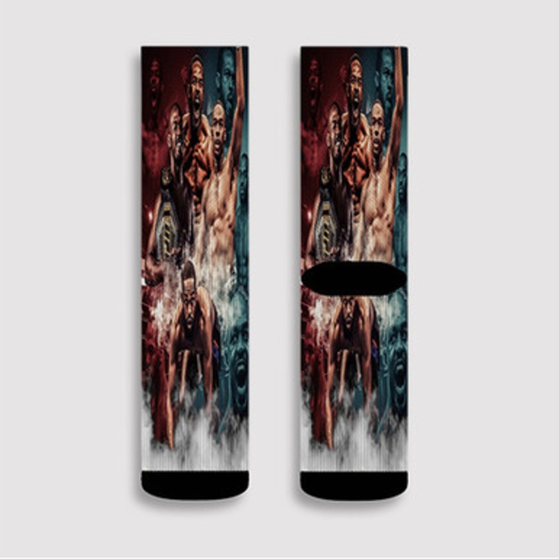 Pastele Jon Jones UFC MMA Custom Socks Sublimation Awesome Printed Sports Elite Socks Polyester Cushioned Bottoms Gym Gymnastic Running Yoga School Skatebording Basketball Spandex