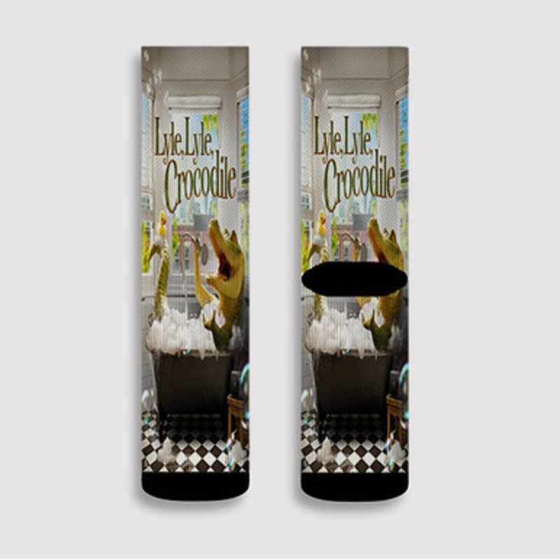 Pastele Lyle Lyle Crocodile Movie Custom Socks Sublimation Awesome Printed Sports Elite Socks Polyester Cushioned Bottoms Gym Gymnastic Running Yoga School Skatebording Basketball Spandex