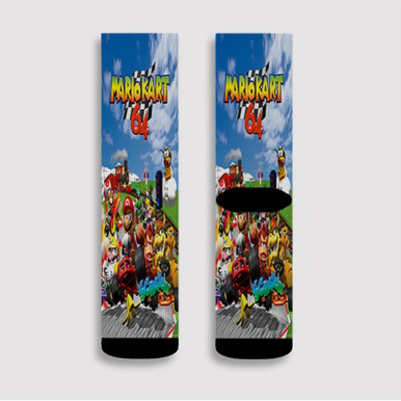 Pastele Mario Kart 64 Custom Socks Sublimation Awesome Printed Sports Elite Socks Polyester Cushioned Bottoms Gym Gymnastic Running Yoga School Skatebording Basketball Spandex