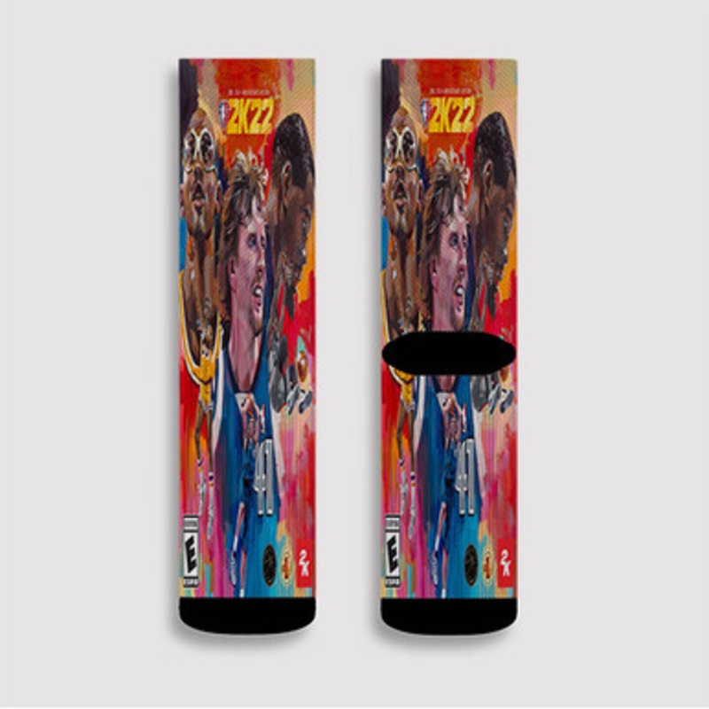 Pastele NBA 2k22 75th Anniversay Edition Custom Socks Sublimation Awesome Printed Sports Elite Socks Polyester Cushioned Bottoms Gym Gymnastic Running Yoga School Skatebording Basketball Spandex