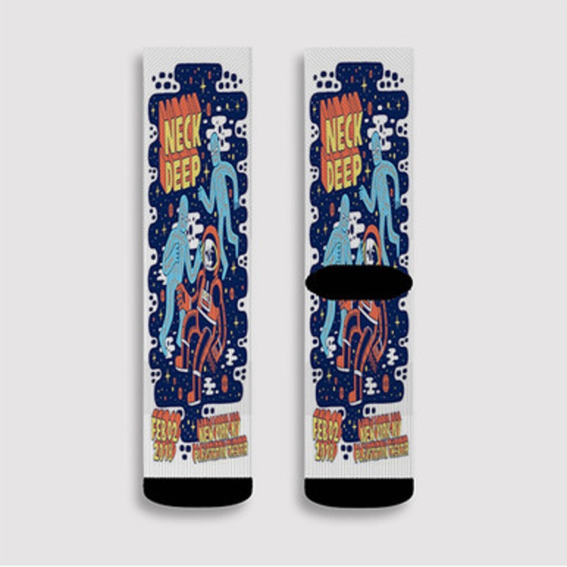 Pastele Neck Deep NY Custom Socks Sublimation Awesome Printed Sports Elite Socks Polyester Cushioned Bottoms Gym Gymnastic Running Yoga School Skatebording Basketball Spandex