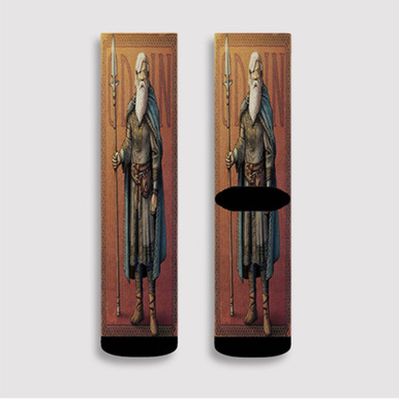 Pastele Odin God of Asgard Custom Socks Sublimation Awesome Printed Sports Elite Socks Polyester Cushioned Bottoms Gym Gymnastic Running Yoga School Skatebording Basketball Spandex