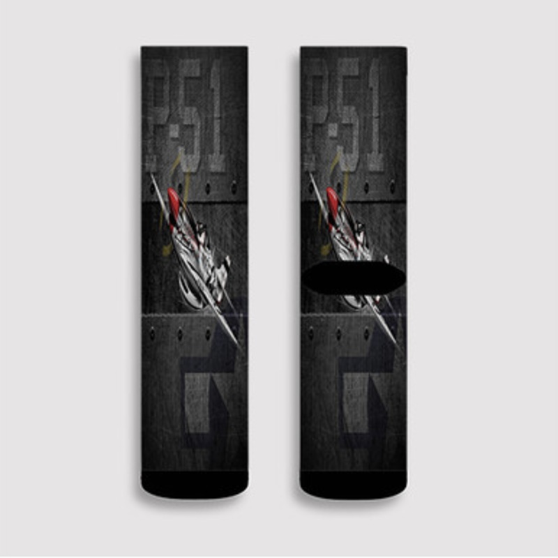 Pastele P51 Mustang Custom Socks Sublimation Awesome Printed Sports Elite Socks Polyester Cushioned Bottoms Gym Gymnastic Running Yoga School Skatebording Basketball Spandex