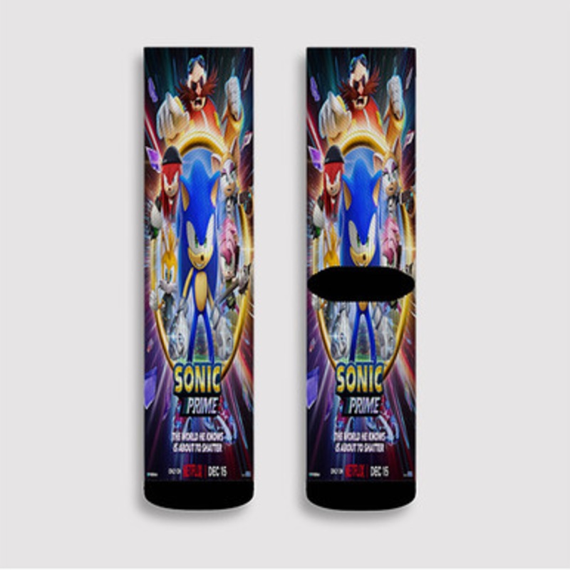 Pastele Sonic Prime Custom Socks Sublimation Awesome Printed Sports Elite Socks Polyester Cushioned Bottoms Gym Gymnastic Running Yoga School Skatebording Basketball Spandex