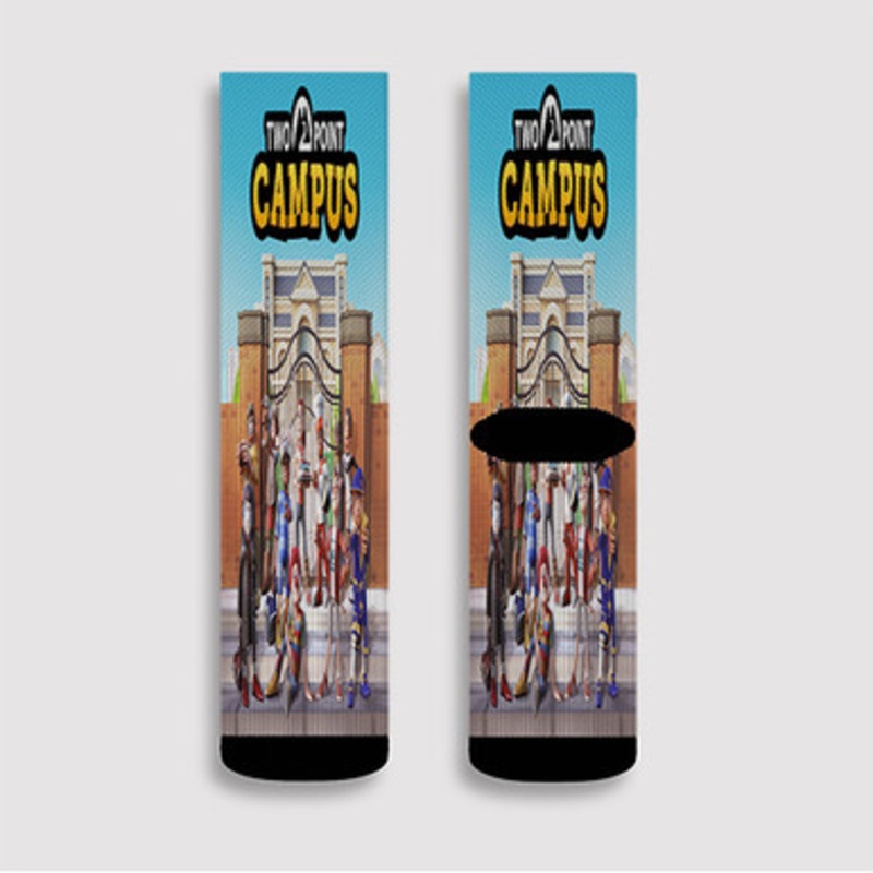 Pastele Two Point Campus Custom Socks Sublimation Awesome Printed Sports Elite Socks Polyester Cushioned Bottoms Gym Gymnastic Running Yoga School Skatebording Basketball Spandex