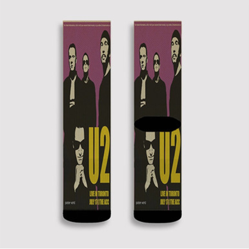 Pastele U2 Vintage Custom Socks Sublimation Awesome Printed Sports Elite Socks Polyester Cushioned Bottoms Gym Gymnastic Running Yoga School Skatebording Basketball Spandex