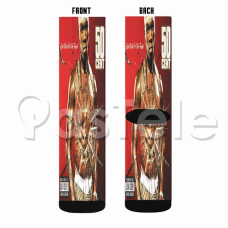 50 Cent Heat Custom Sublimation Personalized Printed Socks Polyester Acrylic Nylon Spandex