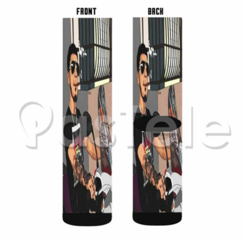 Anuel AA Custom Sublimation Personalized Printed Socks Polyester Acrylic Nylon Spandex