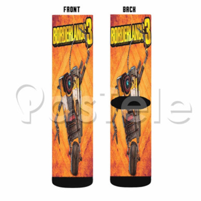 Borderlands 3 Claptrap Custom Sublimation Personalized Printed Socks Polyester Acrylic Nylon Spandex