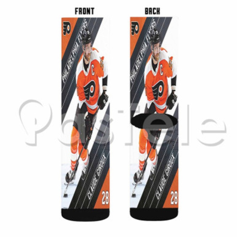 Claude Giroux Philadelphia Flyers NHL Custom Sublimation Personalized Printed Socks Polyester Acrylic Nylon Spandex