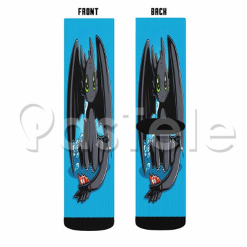 Cute Toothless Custom Sublimation Personalized Printed Socks Polyester Acrylic Nylon Spandex
