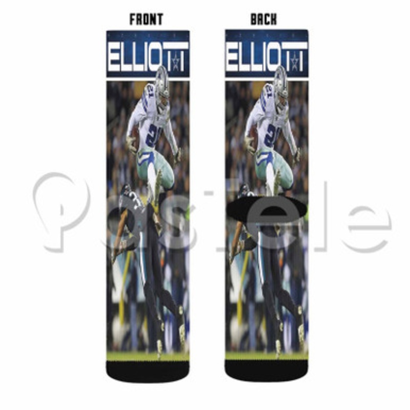 Ezekiel Elliott NFL Dallas Cowboys Custom Sublimation Personalized Printed Socks Polyester Acrylic Nylon Spandex