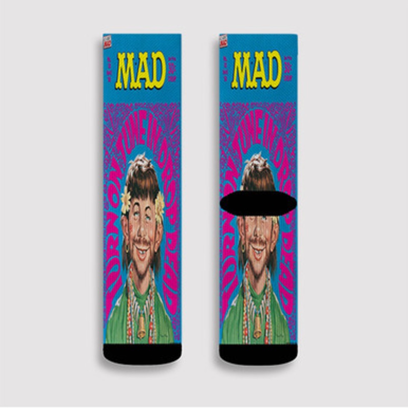 Pastele Alfred E Neuman Turn On Tune In Drop Dead Custom Socks Sublimation Awesome Printed Sports Elite Socks Polyester Cushioned Bottoms Gym Gymnastic Running Yoga School Skatebording Basketball Spandex