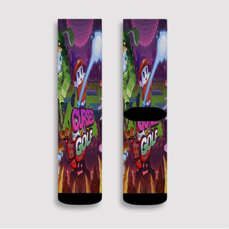 Pastele Cursed to Golf Custom Socks Sublimation Awesome Printed Sports Elite Socks Polyester Cushioned Bottoms Gym Gymnastic Running Yoga School Skatebording Basketball Spandex