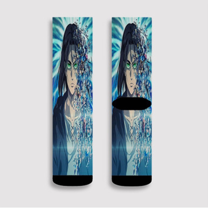 Pastele Eren Yeager Attack on Titan The Final Season Custom Socks Sublimation Awesome Printed Sports Elite Socks Polyester Cushioned Bottoms Gym Gymnastic Running Yoga School Skatebording Basketball Spandex