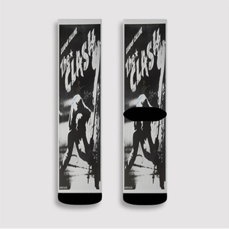 Pastele London Calling The Clash Signed Custom Socks Sublimation Awesome Printed Sports Elite Socks Polyester Cushioned Bottoms Gym Gymnastic Running Yoga School Skatebording Basketball Spandex