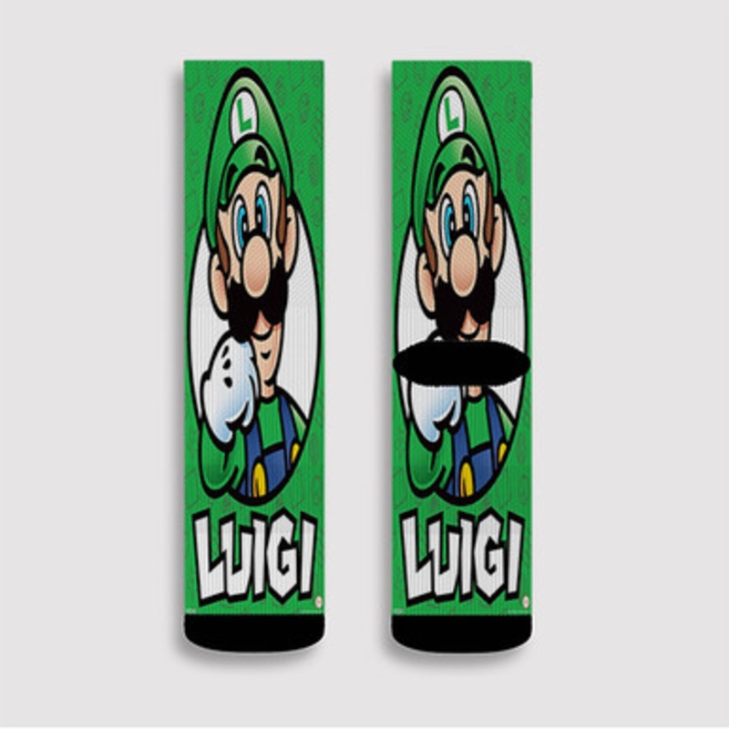 Pastele Luigi Super Mario Bros Nintendo Custom Socks Sublimation Awesome Printed Sports Elite Socks Polyester Cushioned Bottoms Gym Gymnastic Running Yoga School Skatebording Basketball Spandex