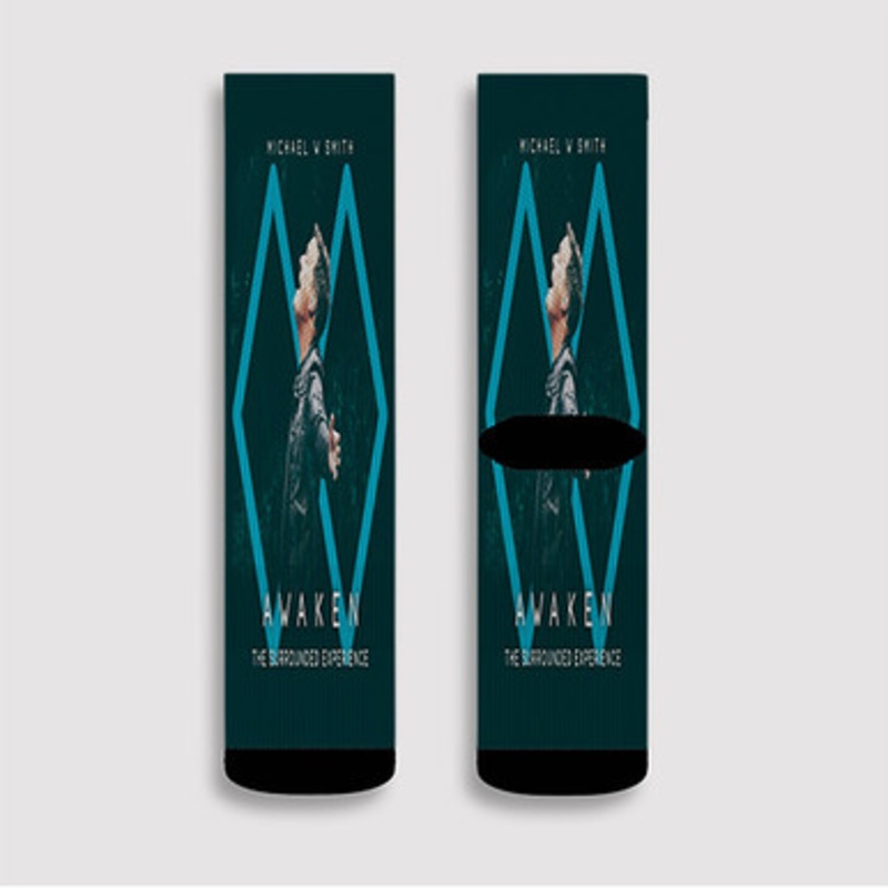 Pastele Michael W Smith Awaken Custom Socks Sublimation Awesome Printed Sports Elite Socks Polyester Cushioned Bottoms Gym Gymnastic Running Yoga School Skatebording Basketball Spandex