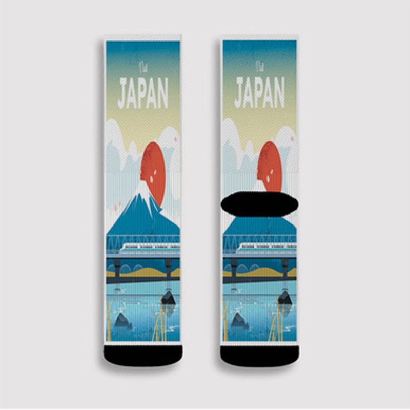 Pastele Mount Fuji Japan Custom Socks Sublimation Awesome Printed Sports Elite Socks Polyester Cushioned Bottoms Gym Gymnastic Running Yoga School Skatebording Basketball Spandex