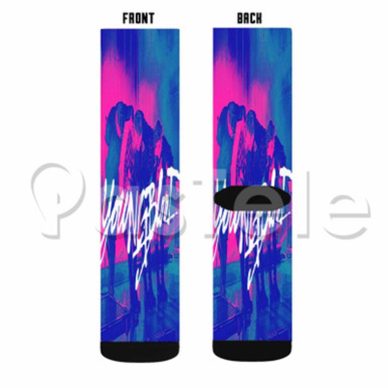 5sos youngblood Custom Sublimation Personalized Printed Socks Polyester Acrylic Nylon Spandex