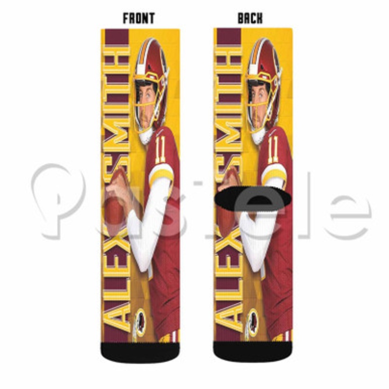 Alex Smith NFL Washington Redskins Custom Sublimation Personalized Printed Socks Polyester Acrylic Nylon Spandex