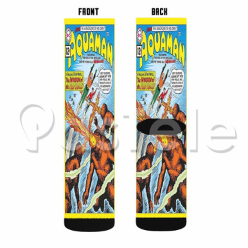 Aquaman The Invasion of the Fire Trolls Custom Sublimation Personalized Printed Socks Polyester Acrylic Nylon Spandex