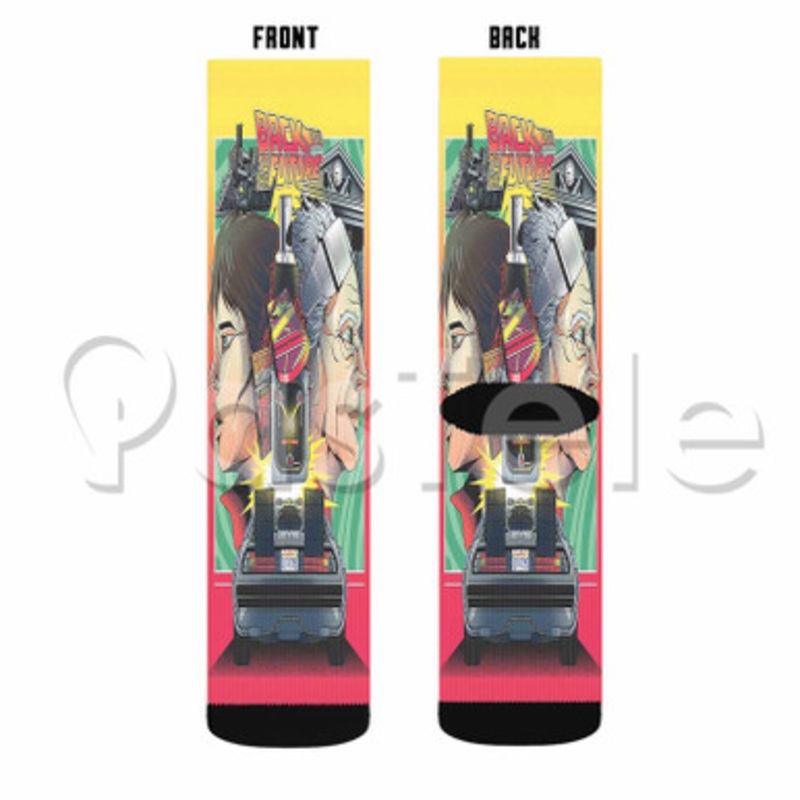 Back to the Future Custom Sublimation Personalized Printed Socks Polyester Acrylic Nylon Spandex