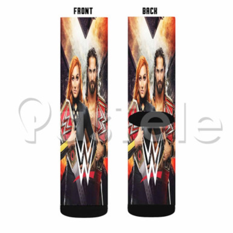 Becky Lynch Seth Rollins WWE Custom Sublimation Personalized Printed Socks Polyester Acrylic Nylon Spandex