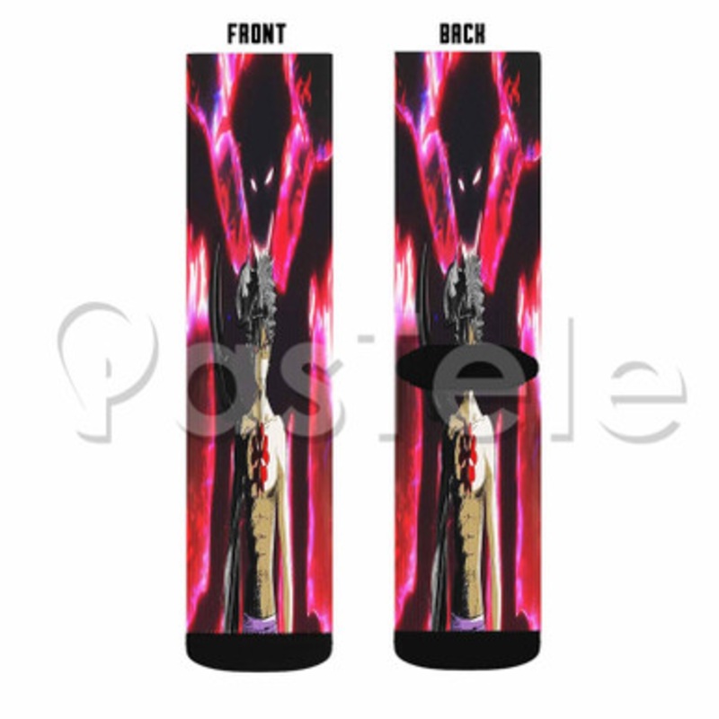 Black Clover Custom Sublimation Personalized Printed Socks Polyester Acrylic Nylon Spandex