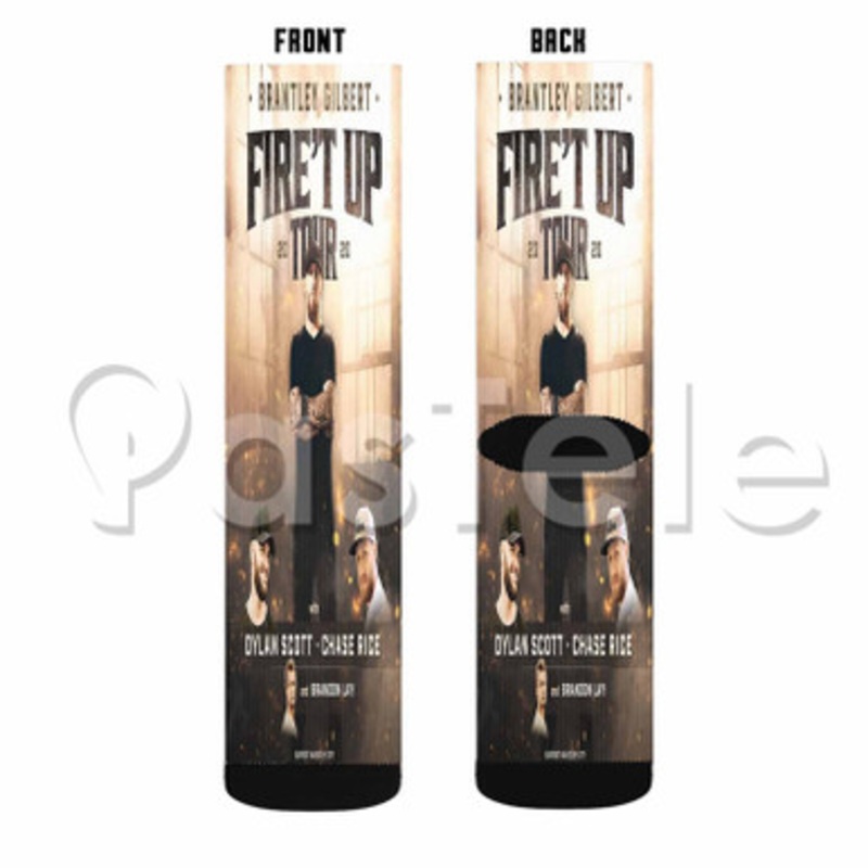 Brantley Gilbert Fire t Up Tour Custom Sublimation Personalized Printed Socks Polyester Acrylic Nylon Spandex