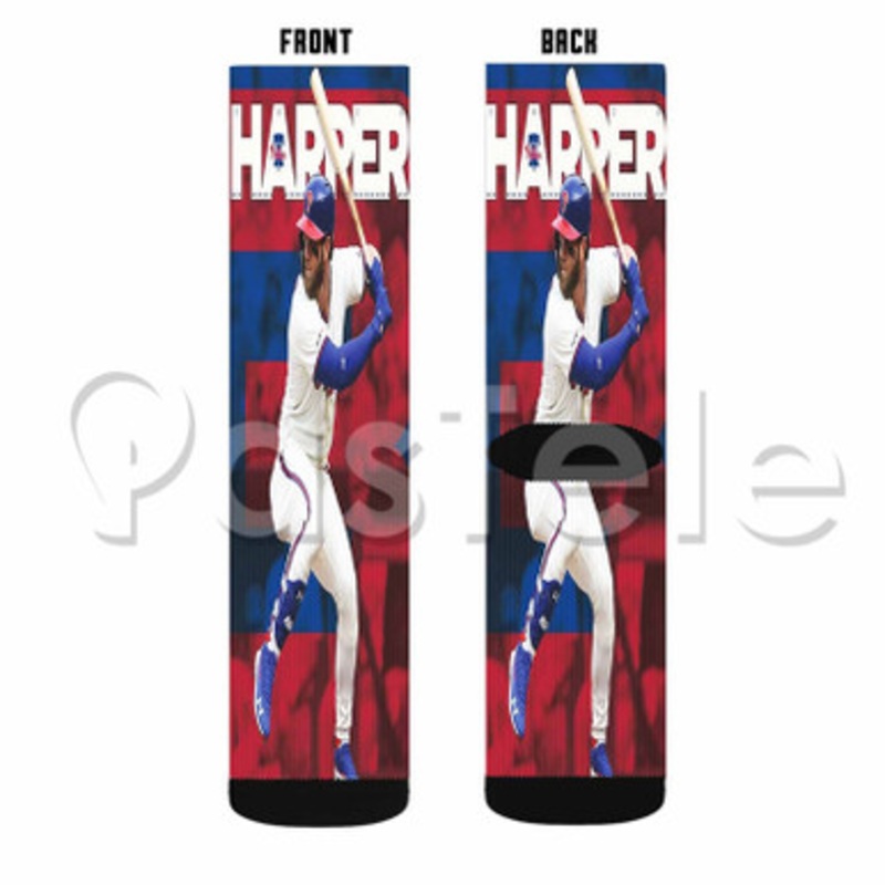 Bryce Harper MLB Philadelphia Phillies Custom Sublimation Personalized Printed Socks Polyester Acrylic Nylon Spandex