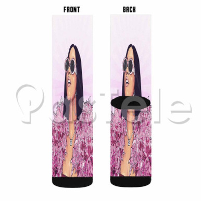 cardi b Custom Sublimation Personalized Printed Socks Polyester Acrylic Nylon Spandex