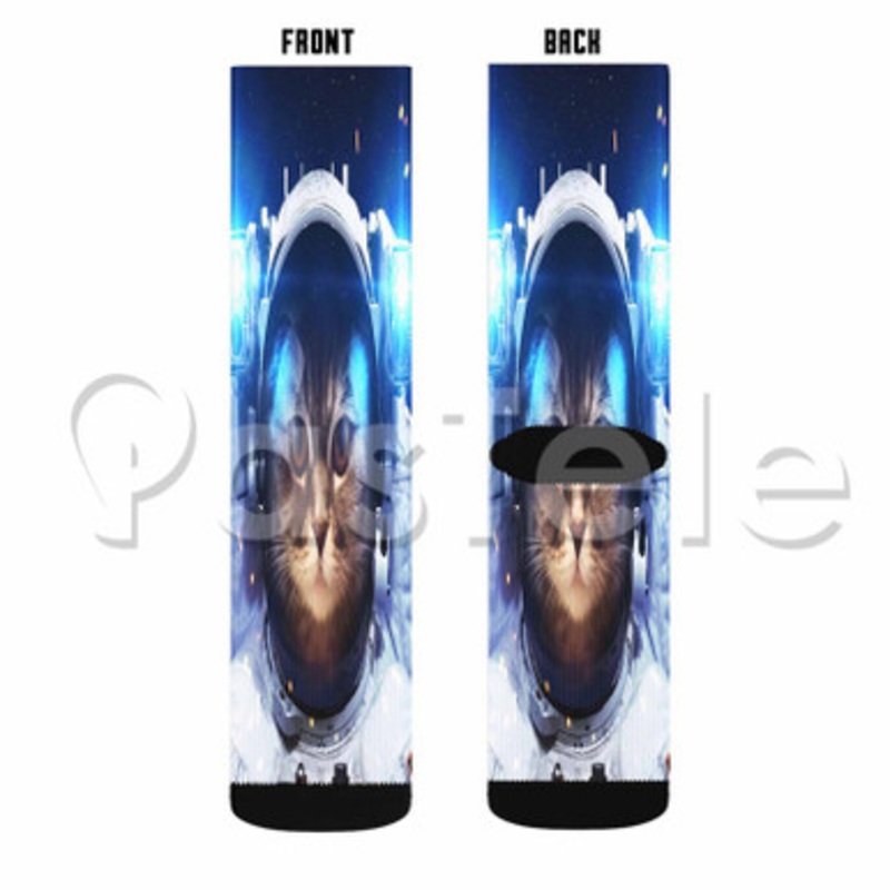 catstronaut Custom Sublimation Personalized Printed Socks Polyester Acrylic Nylon Spandex