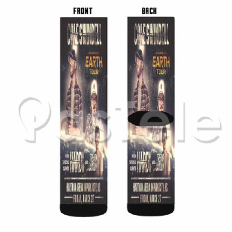 Cole Swindell Down To Earth Custom Sublimation Personalized Printed Socks Polyester Acrylic Nylon Spandex