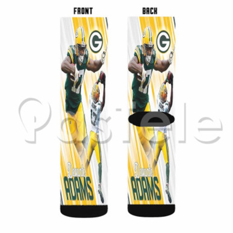Davante Adams NFL Green Bay Packers Custom Sublimation Personalized Printed Socks Polyester Acrylic Nylon Spandex