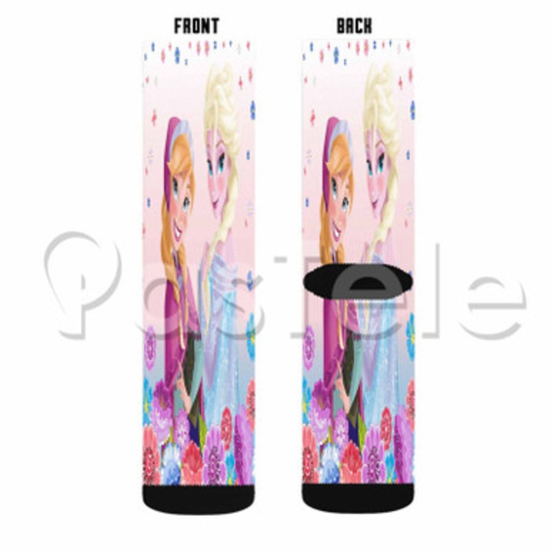 Disney Anna and Elsa Custom Sublimation Personalized Printed Socks Polyester Acrylic Nylon Spandex