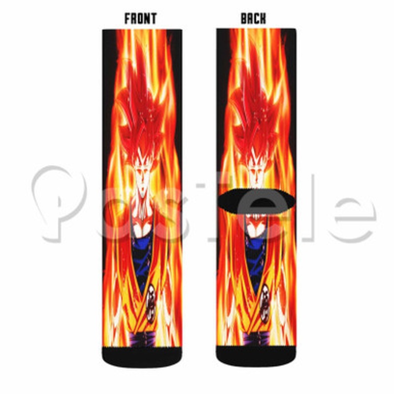 goku super saiyan god Custom Sublimation Personalized Printed Socks Polyester Acrylic Nylon Spandex