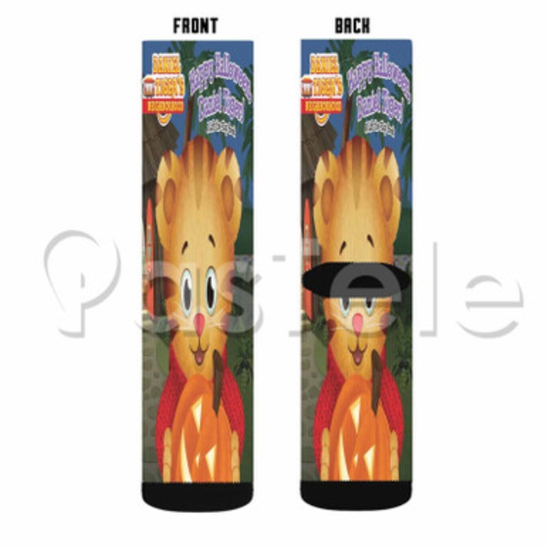 Happy Halloween Daniel Tiger Custom Sublimation Personalized Printed Socks Polyester Acrylic Nylon Spandex