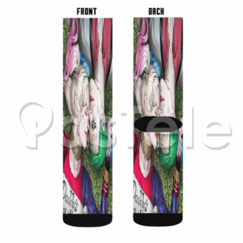 Harley Quinn and Joker Custom Sublimation Personalized Printed Socks Polyester Acrylic Nylon Spandex