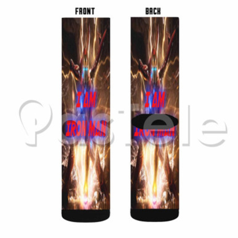 I am Iron Man Custom Sublimation Personalized Printed Socks Polyester Acrylic Nylon Spandex