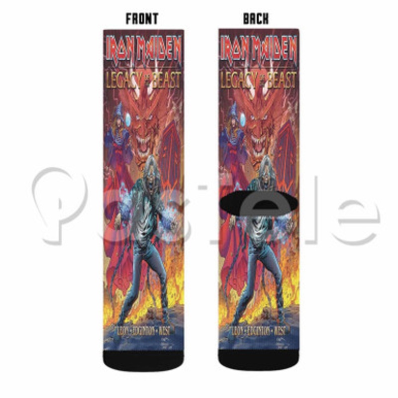 Iron Maiden Legacy of the Beast Custom Sublimation Personalized Printed Socks Polyester Acrylic Nylon Spandex
