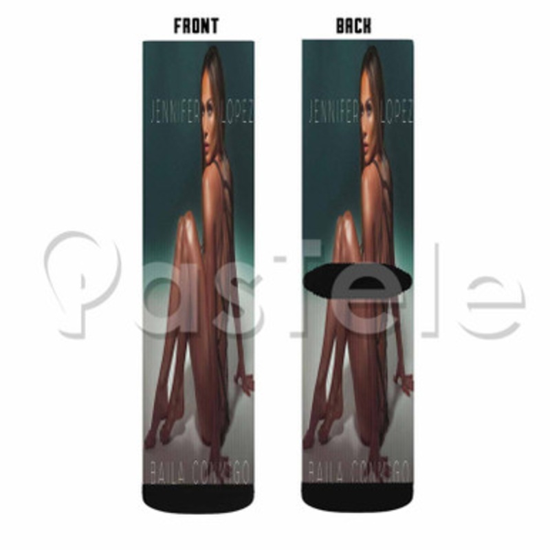 Jennifer Lopez Baila Conmigo Custom Sublimation Personalized Printed Socks Polyester Acrylic Nylon Spandex