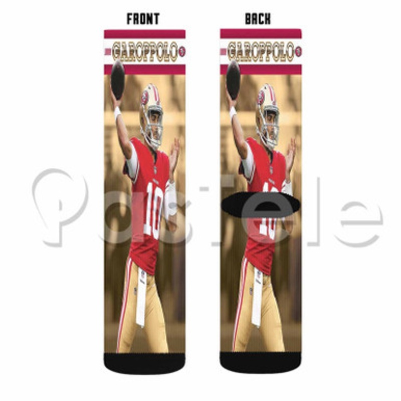 Jimmy Garoppolo NFL San Francisco 49ers Custom Sublimation Personalized Printed Socks Polyester Acrylic Nylon Spandex