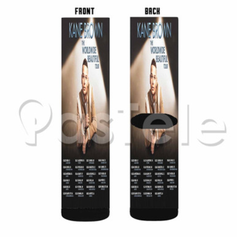 Kane Brown The Worldwide Beautiful Tour Custom Sublimation Personalized Printed Socks Polyester Acrylic Nylon Spandex