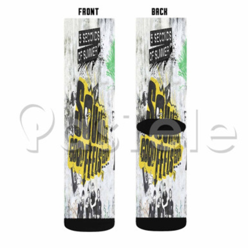 5 Seconds Of Summer Sounds Good Feels Good Custom Sublimation Personalized Printed Socks Polyester Acrylic Nylon Spandex