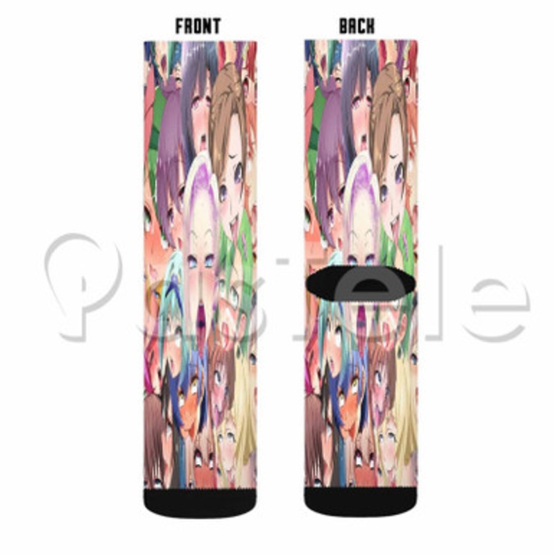 Ahegao Custom Sublimation Personalized Printed Socks Polyester Acrylic Nylon Spandex