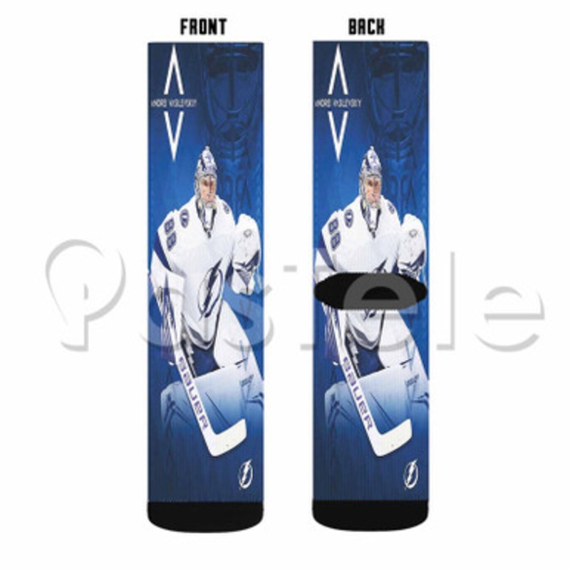 Andrei Vasilevskiy Tampa Bay Lightning NHL Custom Sublimation Personalized Printed Socks Polyester Acrylic Nylon Spandex