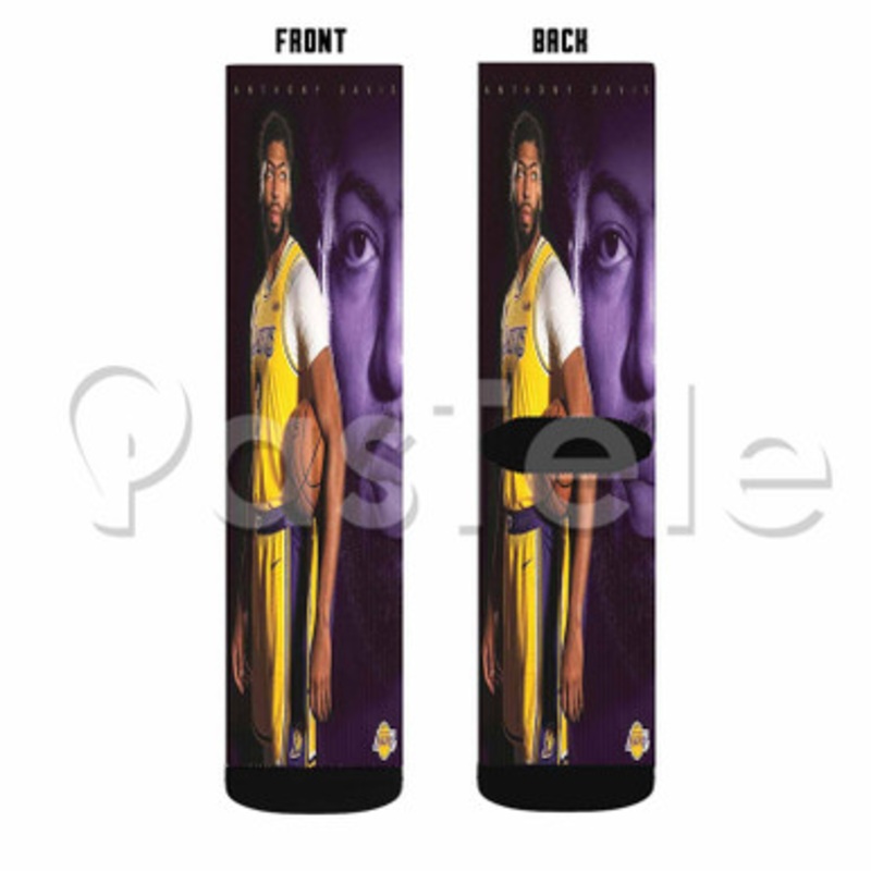 Anthony Davis Los Angeles Lakers NBA Custom Sublimation Personalized Printed Socks Polyester Acrylic Nylon Spandex
