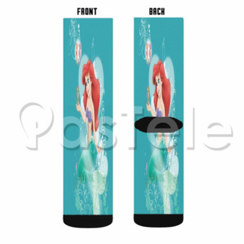 ariel the little mermaid Custom Sublimation Personalized Printed Socks Polyester Acrylic Nylon Spandex
